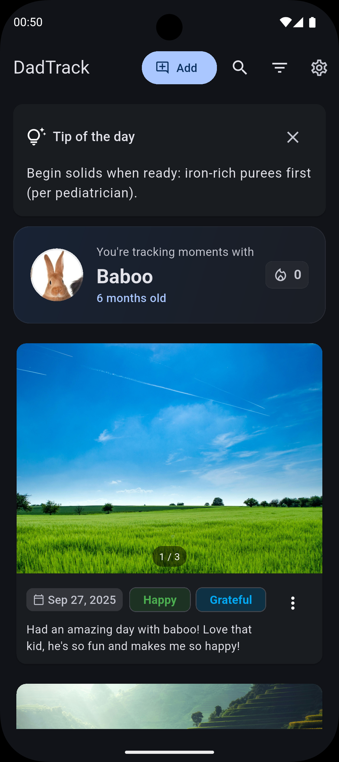 DadTrack Home Timeline